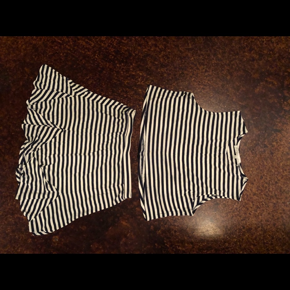 Navy and white cotton two-piece set